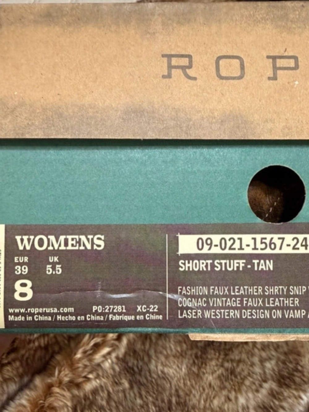 Roper Brown Embossed Western Zip-Ankle Boots - Picture 5 of 5